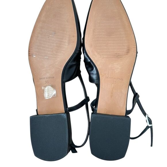 Intentionally Blank Daff Black Leather Slingback Flats| size  7.5 / 38 - Picture 12 of 13